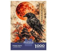 Rompecabezas Difícil para Adultos De 1000 Piezas Dark Raven Over Japanese Castle Rompecabezas para Adultos Juguetes De Bricolaje Mejora La Memoria Desafiante De Completar 38x26cm/1000pcs