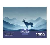 Rompecabezas Difícil para Adultos De 1000 Piezas Deer Silhouette in Mountain Landscape Rompecabezas para Adultos Juguetes De Bricolaje Mejora La Memoria Desafiante De Completar 52x38cm/1000pcs