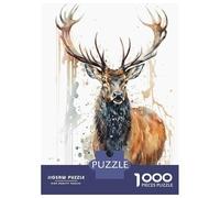 Rompecabezas Difícil para Adultos De 1000 Piezas Deer Watercolor Rompecabezas para Adultos Juego De Ingenio Carrera De Velocidad De Manos Desafío Educativo 70x50cm/1000pcs