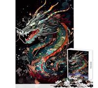 Rompecabezas difícil para Adultos de 1000 Piezas diseño de dragón japonés Ideal para Relajarse Un Gran Regalo para Pasar el Tiempo en casa Durante Las Vacaciones (38x26cm)