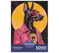 Rompecabezas Difícil para Adultos De 1000 Piezas Dog in Sunglasses and Pink Jacket Rompecabezas Antiestrés Juguetes De Corte De Precisión Gran Regalo para Jugar 52x38cm/1000pcs