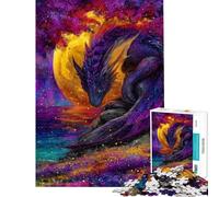 Rompecabezas difícil para Adultos de 1000 Piezas Dragón Morado Junto al mar Rompecabezas para Adolescentes Ideal para Pasar el Tiempo en casa Un Juego desafiante 50x75cm