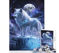 Rompecabezas difícil para Adultos de 1000 Piezas El Resplandor del Lobo a la luz de la Luna - Juego práctico decoración de Pared Juguetes para el hogar Regalos de cumpleaños (50x75cm)