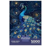 Rompecabezas Difícil para Adultos De 1000 Piezas Elegant Peacock in Starry Night Rompecabezas para Adolescentes Juegos Divertidos Regalos para Mujeres Desafiante De Completar 38x26cm/1000pcs