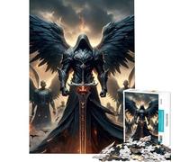 Rompecabezas difícil para Adultos de 1000 Piezas Espada del Guerrero ángel Oscuro Juego de ingenio Juego desafiante Juguetes Regalos de cumpleaños decoración de Pared (tamaño 50x75cm)