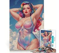 Rompecabezas difícil para Adultos de 1000 Piezas Estilo Pin-up con Cabello arcoíris Traje Iridiscente y Fondo de Nubes Juguete de lógica Pura para el hogar Diseño Limpio y Encantador Regalo Ideal