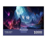 Rompecabezas Difícil Para Adultos De 1000 Piezas Fantasy Alien Landscape with Moonlit Caves Rompecabezas Para Adultos Juegos Relajantes Mejora La Memoria Regalo De Cumpleaños, Regalos, 52x38cm/1000pcs