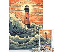 Rompecabezas difícil para Adultos de 1000 Piezas Faro en la tormenta Rompecabezas de 1000 Piezas para Juegos relajantes Gran Regalo para Juegos Durante Las Vacaciones en casa para Matar el Tiempo