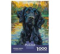 Rompecabezas Difícil para Adultos De 1000 Piezas Flatcoated Retriever Monet Rompecabezas para Adultos Juego De Ingenio Carrera De Velocidad De Manos Desafío Educativo 38x26cm/1000pcs