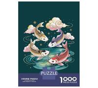 Rompecabezas Difícil para Adultos De 1000 Piezas Four Koi Fish in A Circle Rompecabezas para Adultos Juguetes Antiestrés Desafío Educativo De Corte De Precisión 38x26cm/1000pcs