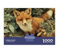 Rompecabezas Difícil para Adultos De 1000 Piezas Fox in Garden with Basket of Nuts Rompecabezas para Adultos Juego Práctico Arte De Pared Regalo De Cumpleaños, Regalos, 70x50cm/1000pcs