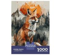 Rompecabezas Difícil para Adultos De 1000 Piezas Fox Sunset Watercolor Rompecabezas para Adultos Juguetes De Bricolaje Mejora La Memoria Desafiante De Completar 70x50cm/1000pcs