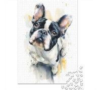 Rompecabezas Difícil para Adultos De 1000 Piezas French Bulldog Watercolor Print Rompecabezas para Adultos Juego Práctico Arte De Pared Regalo De Cumpleaños, Regalos, 52x38cm/1000pcs