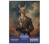 Rompecabezas Difícil para Adultos De 1000 Piezas Funny Llama Suit Coffee Rompecabezas para Adultos Juguetes De Bricolaje Mejora La Memoria Desafiante De Completar 52x38cm/1000pcs