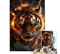 Rompecabezas difícil para Adultos de 1000 Piezas Furia de Tigre ardiente Rompecabezas para Adolescentes Actividades Divertidas para Pasar el Tiempo en casa Durante Las Vacaciones Juego desafiante