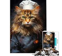 Rompecabezas difícil para Adultos de 1000 Piezas Gato cocinando y pintando Ayuda a ejercitar el Cerebro Juguete Educativo para divertirse en Familia para Mayores de 14 años 38x26cm