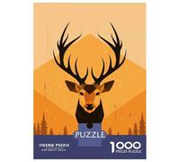 Rompecabezas Difícil Para Adultos De 1000 Piezas Geometric Deer Vector Portrait with Forest Design Rompecabezas Para Adolescentes Juegos Divertidos Regalos Para Mujeres Desafiante De Completar 38x26cm