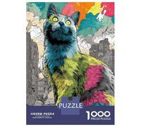 Rompecabezas Difícil para Adultos De 1000 Piezas Giant Cat in Destroyed Cityscape Rompecabezas para Adultos Juegos Relajantes Difícil Desafío Educativo Difícil 70x50cm/1000pcs