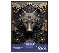 Rompecabezas Difícil para Adultos De 1000 Piezas Golden Black Wild Wolf Art Rompecabezas para Adultos Juguetes Antiestrés Desafío Educativo De Corte De Precisión 70x50cm/1000pcs