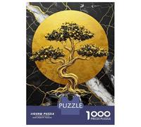 Rompecabezas Difícil para Adultos De 1000 Piezas Golden Bonsai Tree with Waterfall Rompecabezas para Adolescentes Juegos Divertidos Regalos para Mujeres Desafiante De Completar 38x26cm/1000pcs