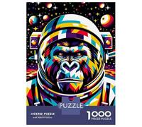 Rompecabezas Difícil para Adultos De 1000 Piezas Gorilla Astronaut WPAP Rompecabezas para Adultos Juego Familiar Difícil Gran Regalo para Jugar 52x38cm/1000pcs