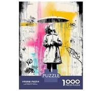 Rompecabezas Difícil Para Adultos De 1000 Piezas Graffiti Girl with Umbrella - Urban Street Art Rompecabezas Para Adultos Juego De Ingenio Carrera De Velocidad De Manos Desafío Educativo 52x38cm/1000p