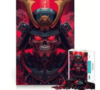 Rompecabezas difícil para Adultos de 1000 Piezas: Guerrero Samurai Calavera Roja, Remember Boost Quiet Calm Smooth Cut Classic Gift (38x26cm)