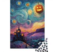 Rompecabezas Difícil para Adultos De 1000 Piezas Halloween Castle Night Sky Rompecabezas para Adultos Juego Práctico Arte De Pared Regalo De Cumpleaños, Regalos, 52x38cm/1000pcs