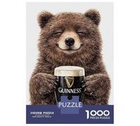 Rompecabezas Difícil para Adultos De 1000 Piezas Happy Bear Holding Guinness Rompecabezas para Adultos Juegos Relajantes Mejora La Memoria Regalo De Cumpleaños, Regalos, 52x38cm/1000pcs