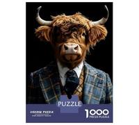 Rompecabezas Difícil para Adultos De 1000 Piezas Highland Cow in Suit Rompecabezas para Adultos Juego De Ingenio Carrera De Velocidad De Manos Desafío Educativo 70x50cm/1000pcs