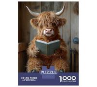 Rompecabezas Difícil para Adultos De 1000 Piezas Highland Cow Reading on Toilet Rompecabezas para Adultos Juego De Ingenio Carrera De Velocidad De Manos Desafío Educativo 52x38cm/1000pcs