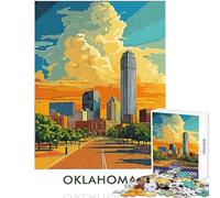 Rompecabezas difícil para Adultos de 1000 Piezas Horizonte de Oklahoma City Juegos relajantes decoración hogar Juguetes colección de Artistas Bellas Artes (38x26cm)