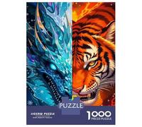 Rompecabezas Difícil para Adultos De 1000 Piezas Ice Dragon and Fire Tiger Rompecabezas para Adultos Juego Familiar Difícil Gran Regalo para Jugar 70x50cm/1000pcs