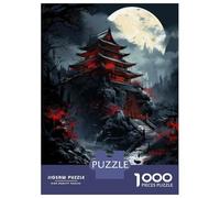 Rompecabezas Difícil para Adultos De 1000 Piezas Japanese Pagoda Moon Night Art Print Rompecabezas para Adultos Juego Práctico Arte De Pared Regalo De Cumpleaños, Regalos, 52x38cm/1000pcs