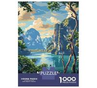 Rompecabezas Difícil para Adultos De 1000 Piezas Khao Sok Thailand Landscape Painting Rompecabezas Antiestrés Juguetes De Corte De Precisión Gran Regalo para Jugar 70x50cm/1000pcs