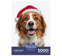 Rompecabezas Difícil para Adultos De 1000 Piezas Kooikerhondje Dog with Santa Hat Portrait Rompecabezas para Adultos Juego De Ingenio Carrera De Velocidad De Manos Desafío Educativo 38x26cm/1000pcs