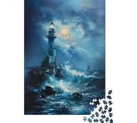 Rompecabezas Difícil para Adultos De 1000 Piezas Lighthouse in Stormy Sea-5 Rompecabezas para Adultos Juego Práctico Arte De Pared Regalo De Cumpleaños, Regalos, 52x38cm/1000pcs