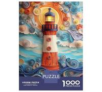 Rompecabezas Difícil para Adultos De 1000 Piezas Lighthouse Ocean Waves Art Print Rompecabezas Antiestrés Juguetes De Corte De Precisión Gran Regalo para Jugar 70x50cm/1000pcs