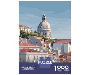 Rompecabezas Difícil para Adultos De 1000 Piezas Lisbon, Portugal Cityscape Illustration Rompecabezas para Adultos Juegos Relajantes Difícil Desafío Educativo Difícil 70x50cm/1000pcs