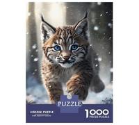 Rompecabezas Difícil para Adultos De 1000 Piezas Lynx in Snow Sprint Rompecabezas para Adultos Juego De Ingenio Carrera De Velocidad De Manos Desafío Educativo 38x26cm/1000pcs