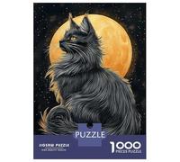 Rompecabezas Difícil para Adultos De 1000 Piezas Maine Coon Cat Under Full Moon Rompecabezas para Adultos Juego Familiar Difícil Gran Regalo para Jugar 52x38cm/1000pcs