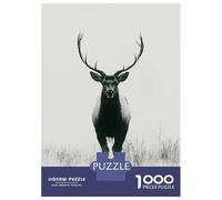 Rompecabezas Difícil para Adultos De 1000 Piezas Majestic Elk Portrait in Monochrome Rompecabezas para Adultos Juego De Ingenio Carrera De Velocidad De Manos Desafío Educativo 52x38cm/1000pcs