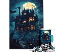 Rompecabezas difícil para Adultos de 1000 Piezas Mansión Embrujada Halloween Actividades Divertidas en casa Juegos Familiares Apto para Mayores de 14 años 50x75cm