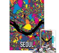 Rompecabezas difícil para adultos de 1000 piezas mapa de la ciudad de Seúl Corea del Sur estilo pop art juego familiar juego desafiante juguetes excelentes regalos para juegos y actividades familiares