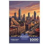 Rompecabezas Difícil para Adultos De 1000 Piezas Mexico City Skyline at Sunset Rompecabezas para Adultos Juegos Relajantes Regalo De Cumpleaños Desafío Educativo 70x50cm/1000pcs