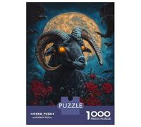 Rompecabezas Difícil para Adultos De 1000 Piezas Midnight Goat & Roses Rompecabezas para Adultos Juguetes Antiestrés Desafío Educativo De Corte De Precisión 70x50cm/1000pcs