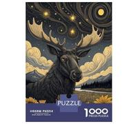 Rompecabezas Difícil para Adultos De 1000 Piezas Moose Under A Starry Sky Rompecabezas para Adultos Juego Familiar Difícil Gran Regalo para Jugar 70x50cm/1000pcs
