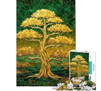 Rompecabezas difícil para Adultos de 1000 Piezas Mosaico de árbol Dorado Rompecabezas para Adolescentes Actividades Divertidas para Pasar el Tiempo en casa Durante Las Vacaciones Juego desafiante