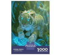 Rompecabezas Difícil para Adultos De 1000 Piezas Mystical White Tiger with Magic Circle Rompecabezas para Adultos Juego Familiar Difícil Gran Regalo para Jugar 52x38cm/1000pcs