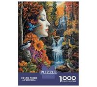 Rompecabezas Difícil para Adultos De 1000 Piezas Nature's Harmony A Woman'S Profile in Flowers and Birds Rompecabezas Antiestrés Juguetes De Corte De Precisión Gran Regalo para Jugar 52x38cm/1000pcs